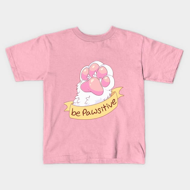 Be Pawsitive Kids T-Shirt by faun